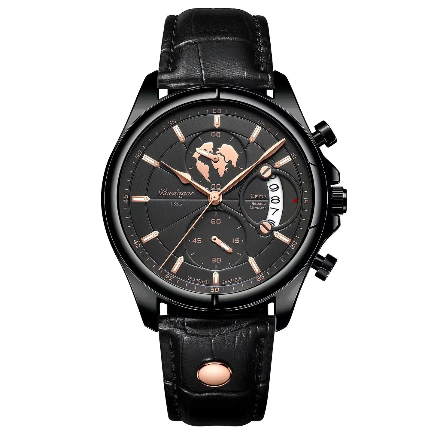 POEDAGAR Luxury Man Wristwatch Chronograph Date Waterproof Leather Men Watch Casual Quartz Men's Watches Sports Male Clock Reloj
