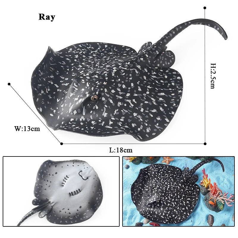 Oenux Sea Life Animals Ray Devilray Mantaray Model Action Figures Figurines Ocean Marine Aquarium Education Kids Toy Gift