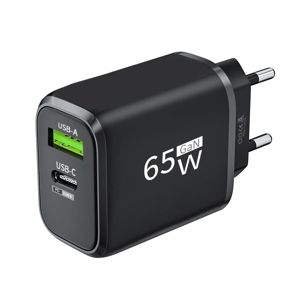 USB Charger 65W GaN Type C Fast Charging PD Power Adapter Quick Charger 3.0 For iPhone 15 Xiaomi POCO Samsung Oneplus