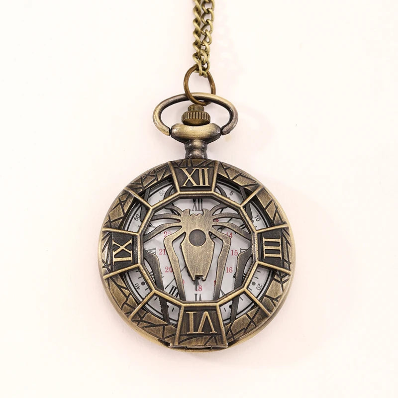 Fashion New Vintage Relief Carved And Hollowed Out Roman Flip Style Pocket Watch On Chain Pendant Clock Chain Mens Women