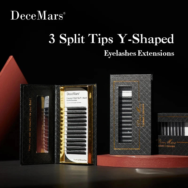 DeceMars 3 Split Tips Y-Shaped Eyelash Eextension Barely-There Effect