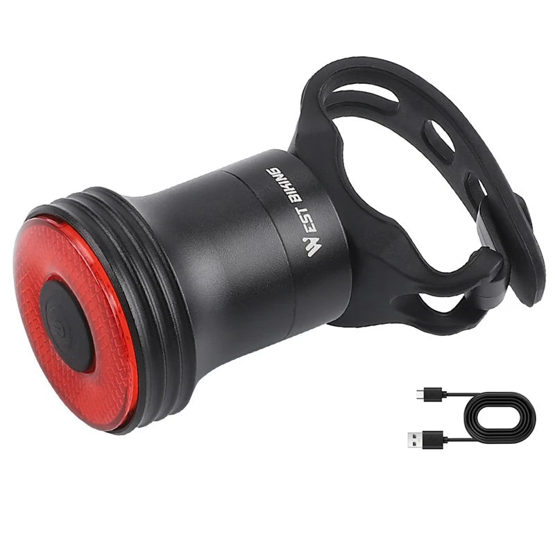 WEST BIKING Bike Tail Light Smart Sensing MTB Road Bike Rear Light IPX6 Waterproof Type-C Charging Taillight Cycling Accessory