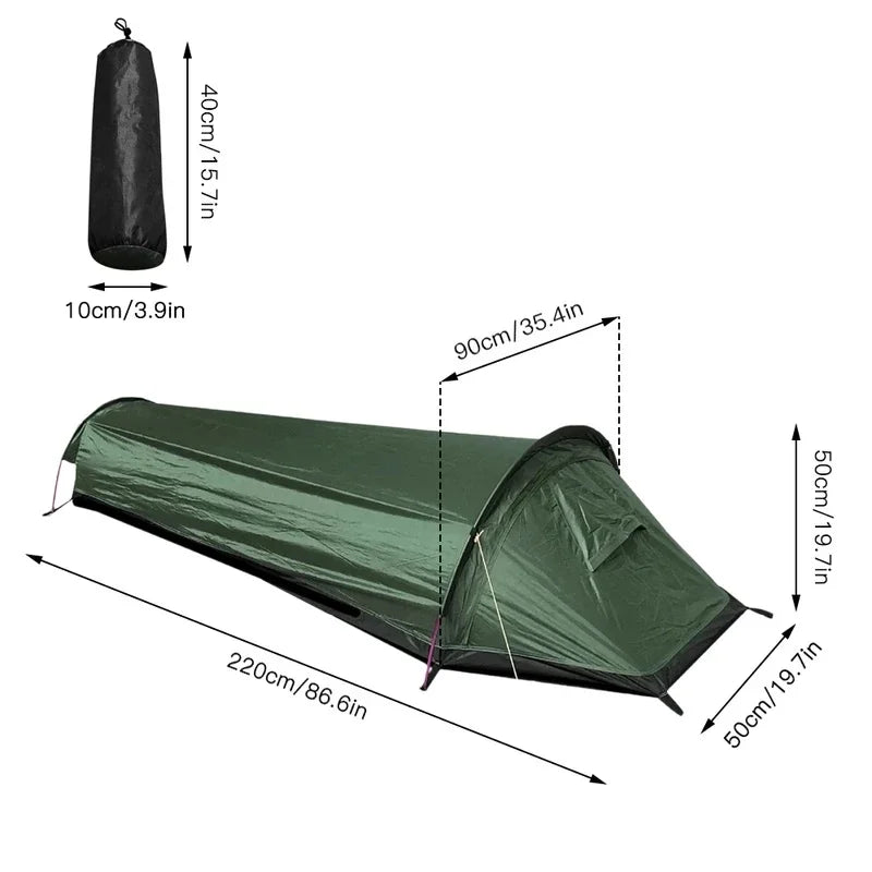 Single‑Person Camping Tent, Ultra‑Lightweight Compact Sleeping Bag, Large‑Capacity Waterproof Backpack, Tent Cover