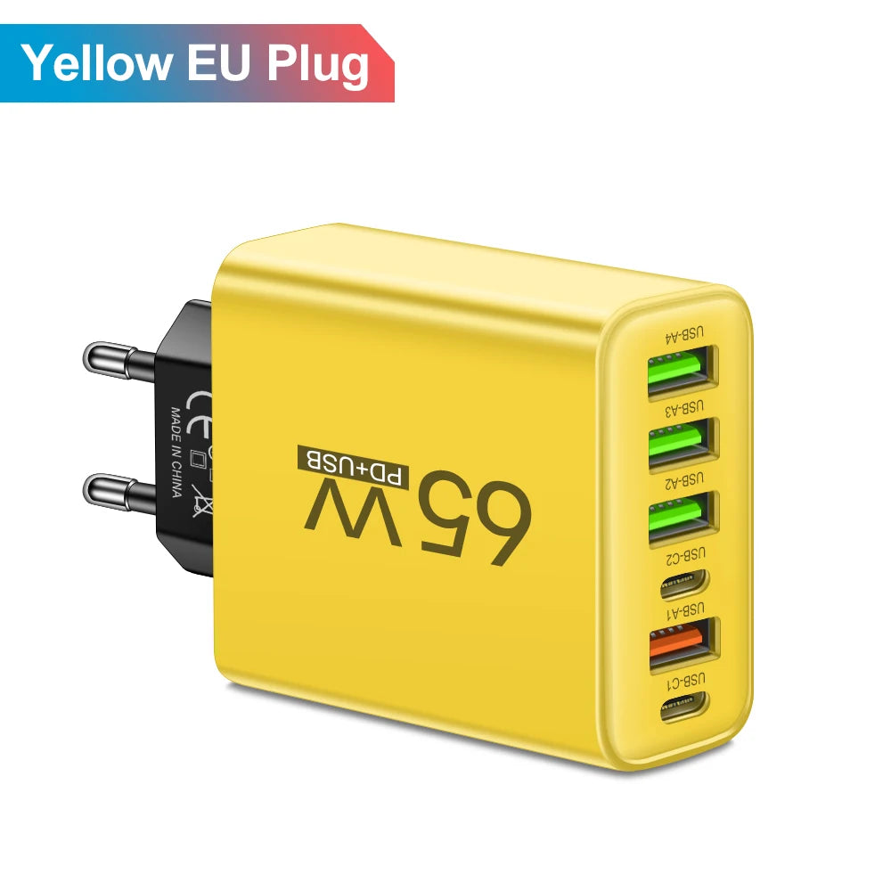 USB Charger 65W Mobile Phone Charger Fast Charging For Xiaomi Samsung Huawei P70 Travel Charger Adaptor For iPhone Quick Charger