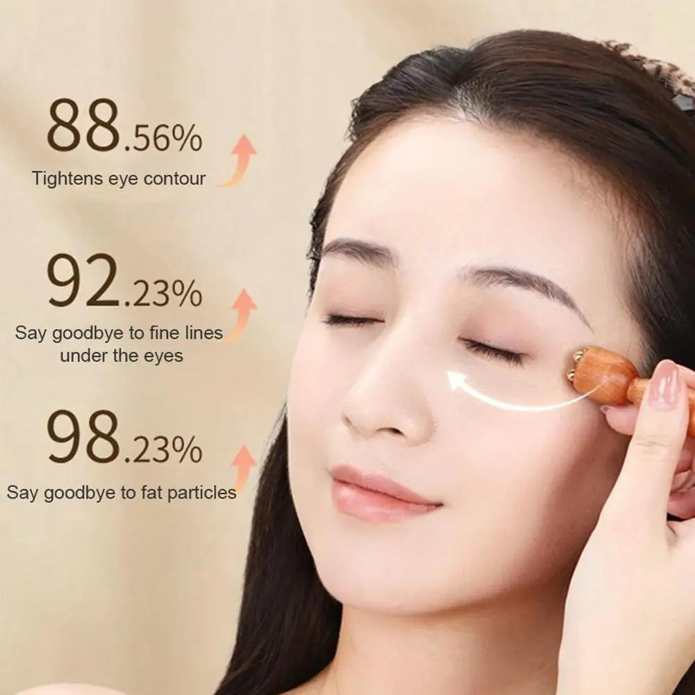 Facial Massager, Lotus Seedpod Beauty Brass Bead & Rosewood Facial Gua Sha Tool Eye Relaxation Meridians Point Acupoint Massage