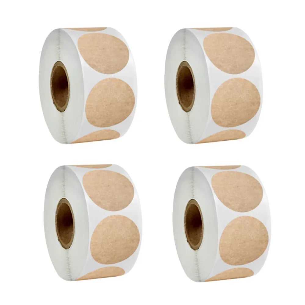 500 pcs / 1 roll ,kraft round self-adhesive label paper items classification name stickers personalized labels