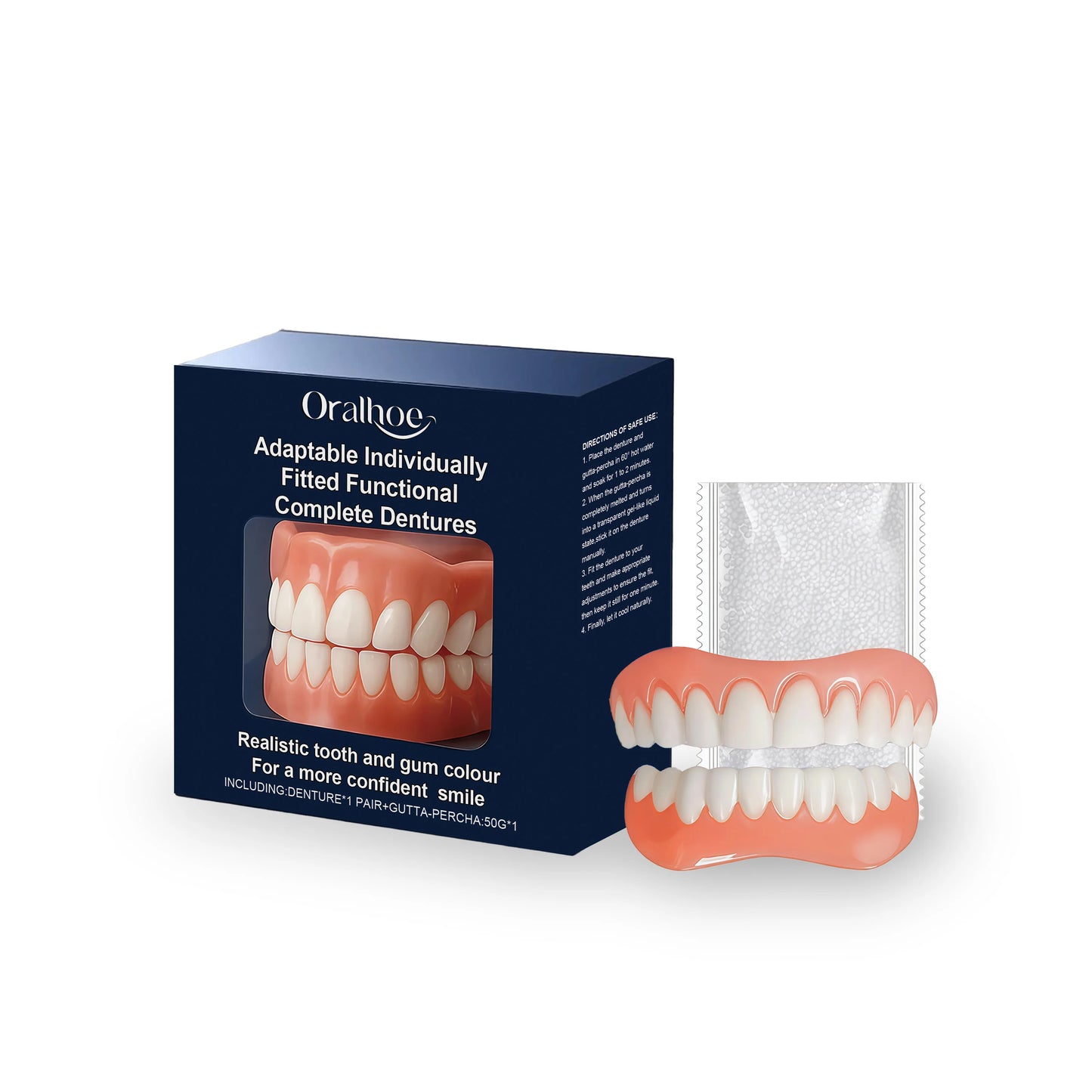 Adjustable Teeth Dentures Full Set Whitening Silicone Denture Set Fit Temporary Orthodontic Teeth Dentures Fake Tooth Oral