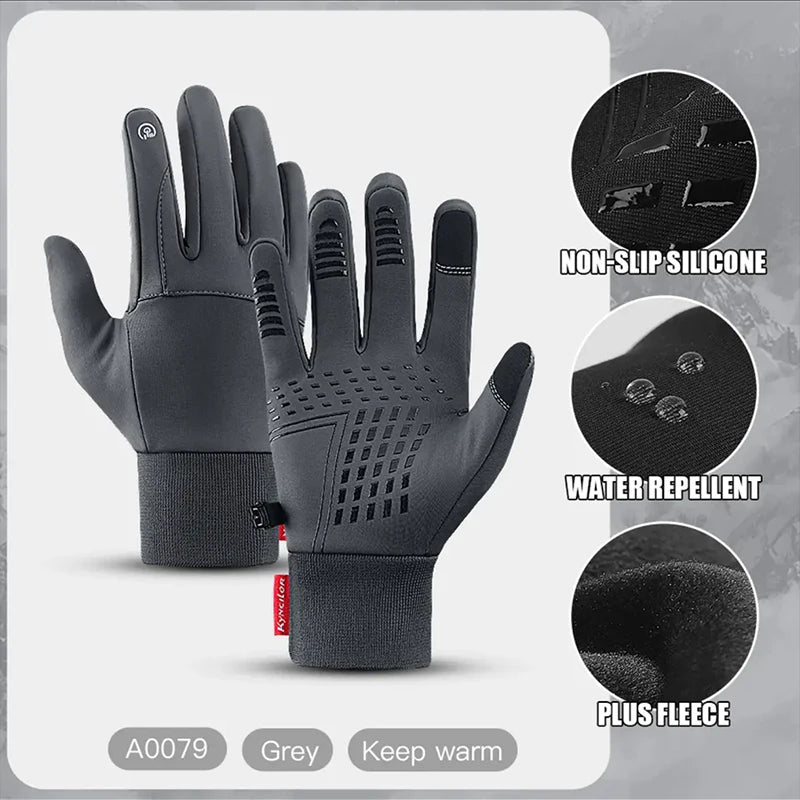 Autumn Winter Outdoor Cycling Gloves Gym Fitness Sports Running Warm Touch Screen Nonslip Gloves Motorcycle Gloves Men Black