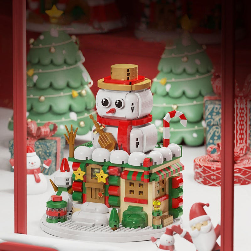 Christmas Gifts Micro Building Block Series Santa Claus Reindeer Puzzle Assembling Bricks Table Decoration Toys Children Kids