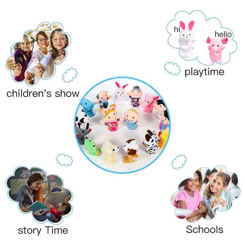 1/5/10Pcs Baby Finger Puppet Plush Toy Cartoon Animal Family  Role Play Tell Story Cloth Doll Educational Toys For Children Kids