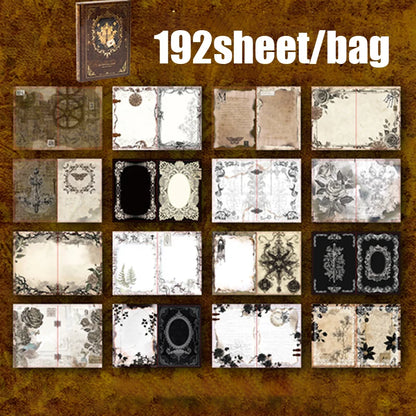 Mr.Paper 192pcs Vintage Style Notebook Set, Gold Foil Writing Pad for Journaling Note Taking, Retro Stationery Paper Sheets