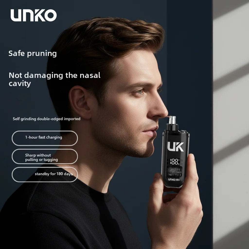 Smart Digital Display Nose Hair Trimmer for Men USB Rechargeable Painless Ear Nose Hair Clipper IPX5 Waterproof Grooming Kit