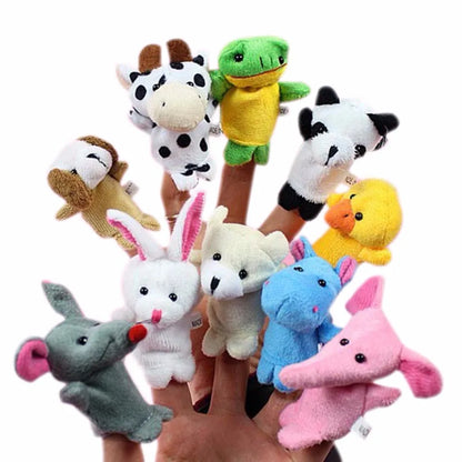 1/5/10Pcs Baby Finger Puppet Plush Toy Cartoon Animal Family  Role Play Tell Story Cloth Doll Educational Toys For Children Kids