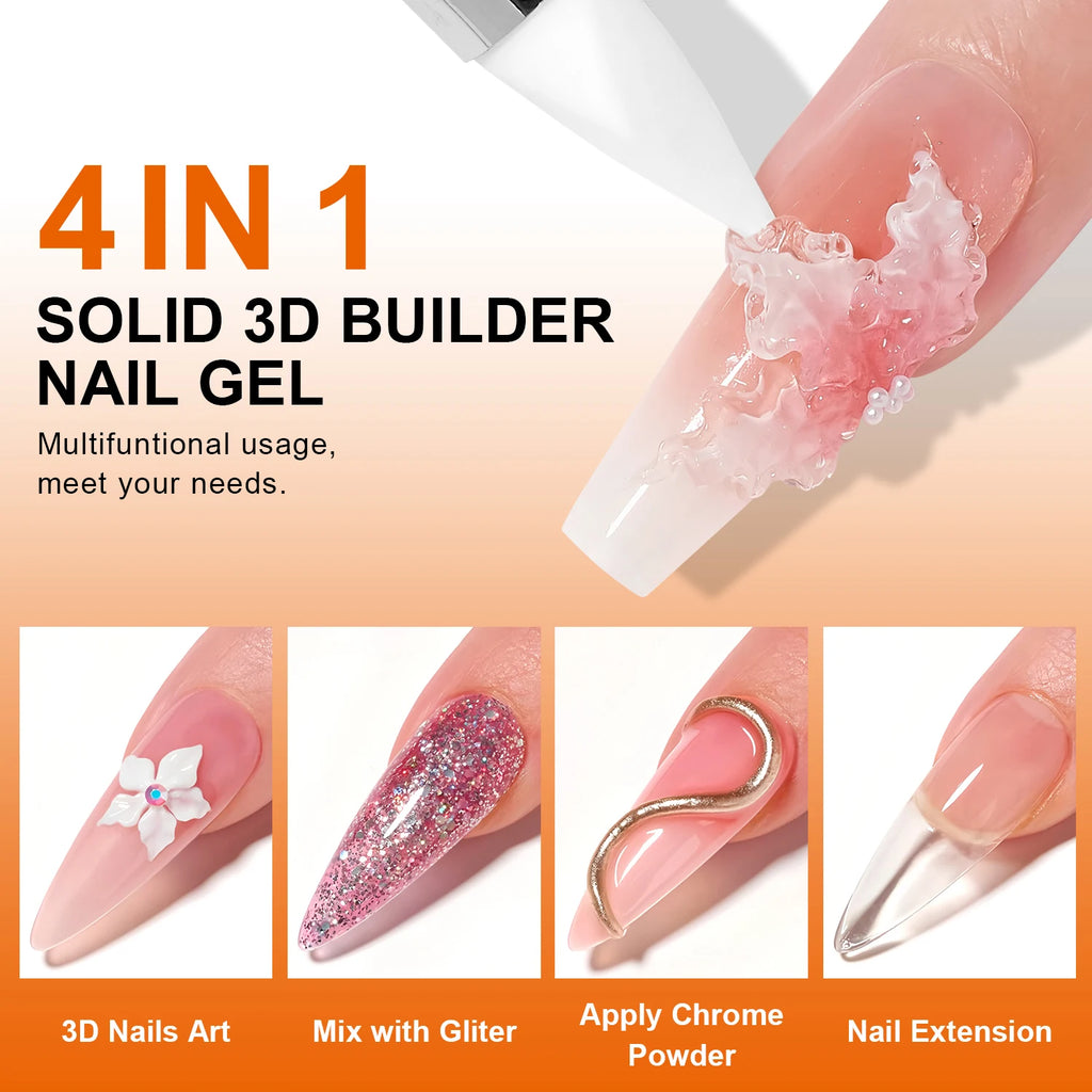 TWOING 15g Clear & White Non Stick Hand Extension Gel 3D Shaping Sculpting Carving Nail Art Solid Hard Gel for Fake Nail