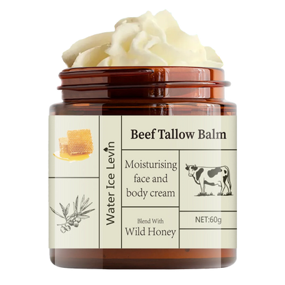 60g Beef Tallow Cream Deeply Moisturizing, Brightening, Anti-Wrinkle, Grass-Fed Beef Butter, Wild Honey, Facial and Body Lotion, Skincare, Rich in Vitamins