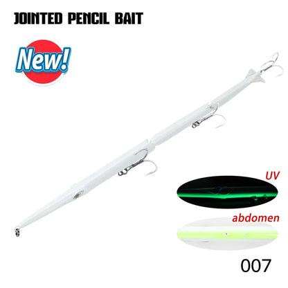 Hunthouse Jointed Pencil Bait 3 Section Fishing Lure 180mm/22g 255mm/30.6g Needle Sinking Swimbait For Bluefish Seabass Tackle
