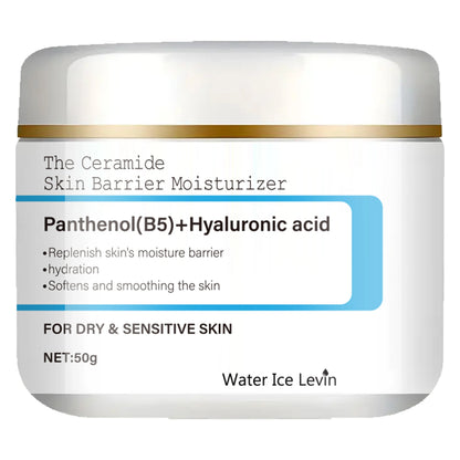 Ceramide Barrier Moisturizer Panthenol Hyaluronic Acid. Instantly Lifts Firms. Hydrates Smooths. Dry Sensitive Skin Relief.