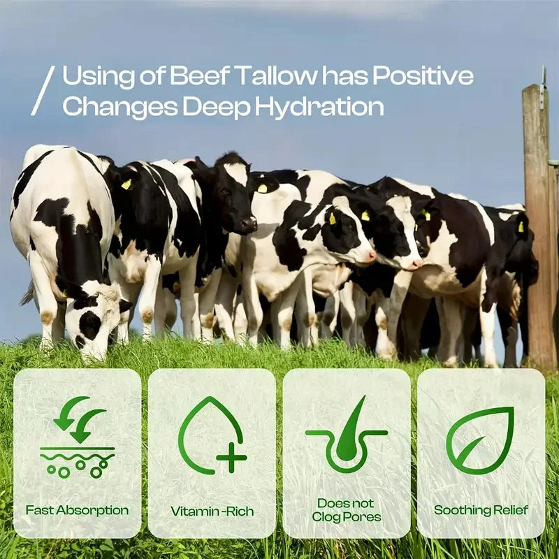 60g Beef Tallow Cream Deeply Moisturizing, Brightening, Anti-Wrinkle, Grass-Fed Beef Butter, Wild Honey, Facial and Body Lotion, Skincare, Rich in Vitamins