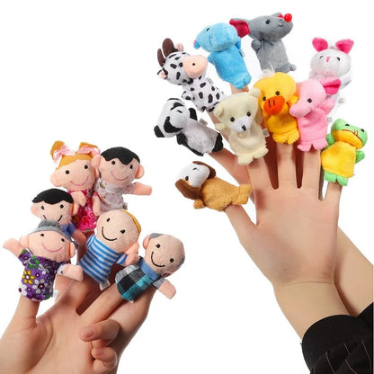 1/5/10Pcs Baby Finger Puppet Plush Toy Cartoon Animal Family  Role Play Tell Story Cloth Doll Educational Toys For Children Kids