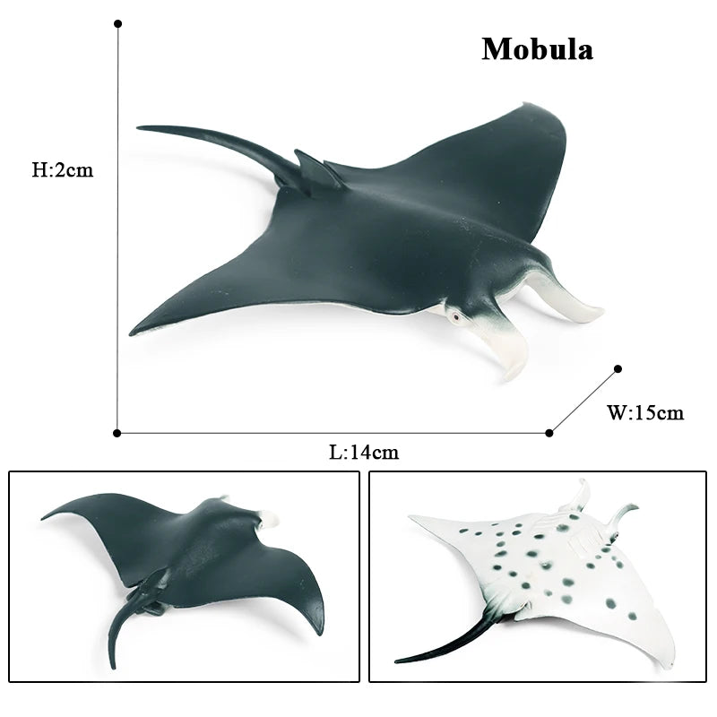 Oenux Sea Life Animals Ray Devilray Mantaray Model Action Figures Figurines Ocean Marine Aquarium Education Kids Toy Gift