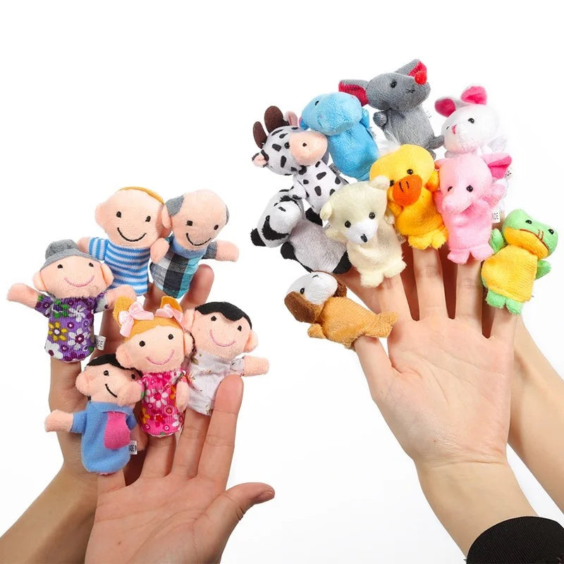1/5/10Pcs Baby Finger Puppet Plush Toy Cartoon Animal Family  Role Play Tell Story Cloth Doll Educational Toys For Children Kids