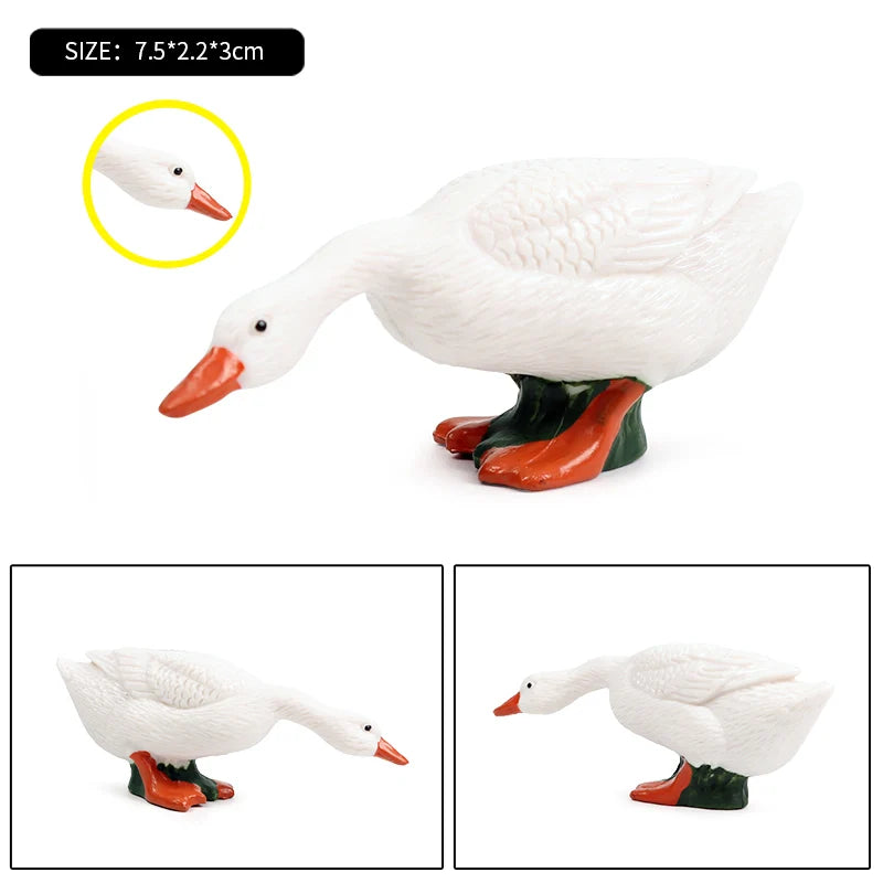 Oenux Poultry Model Simulation Goose Swan Gaggle Duck Flock Action Figures Farm Animals Figurine Miniature Education Kids Toy