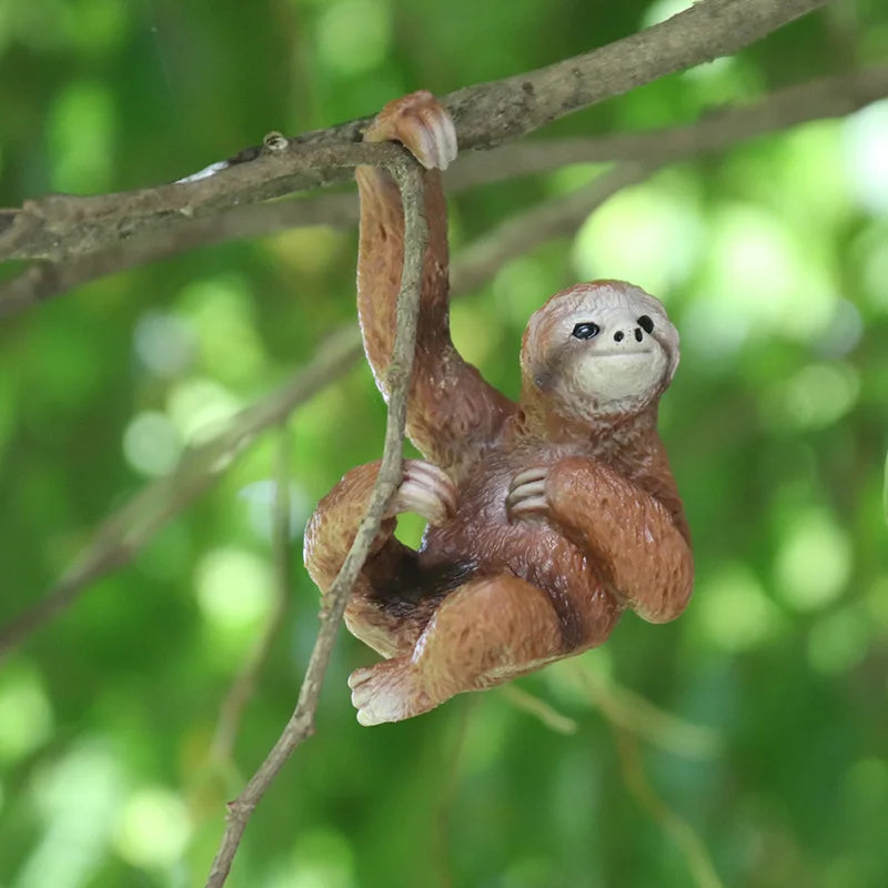 Oenux Simulation Wild Animal Chimpanzee Orangutan Gorilla Tree Sloth Monkey Model Action Figures Garden Miniature Decoration Toy