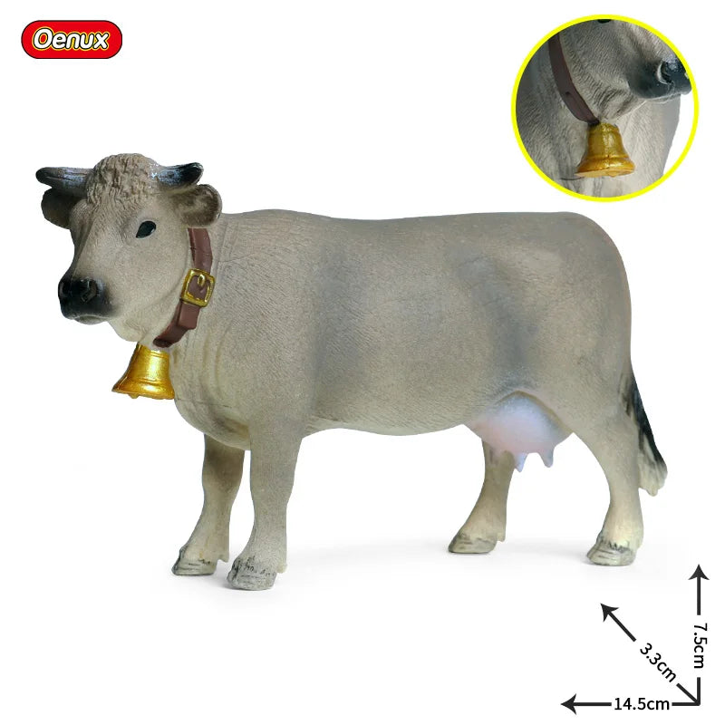 Oenux Simulation Cute Farm Animals Milk Cow Cattle Calf Angus Bull OX Buffalo Model Action Figures Educational Cute Toy Kid Gift