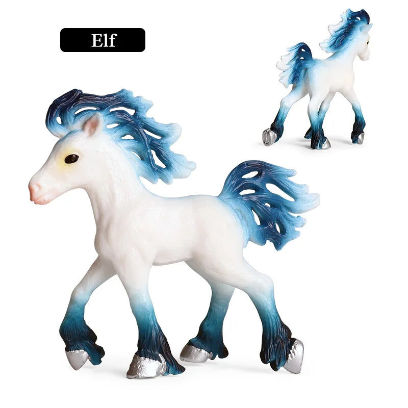 Oenux Original Genuine Fairy Tale Fly Horse Simulation Animal Mythical Elves Elf Pegasus Action Figures Model PVC Cute Kids Toy