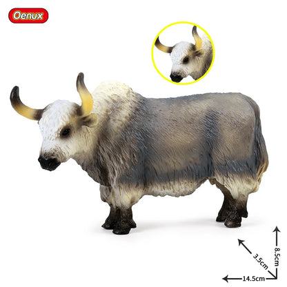 Oenux Simulation Cute Farm Animals Milk Cow Cattle Calf Angus Bull OX Buffalo Model Action Figures Educational Cute Toy Kid Gift