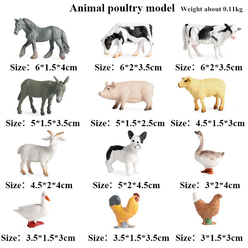 Oenux Small Farm Wild Animal Model Lion Tiger Sheep Pig Dog Action Figures PVC Lovely Miniature Playset Education Kid Toys Gift