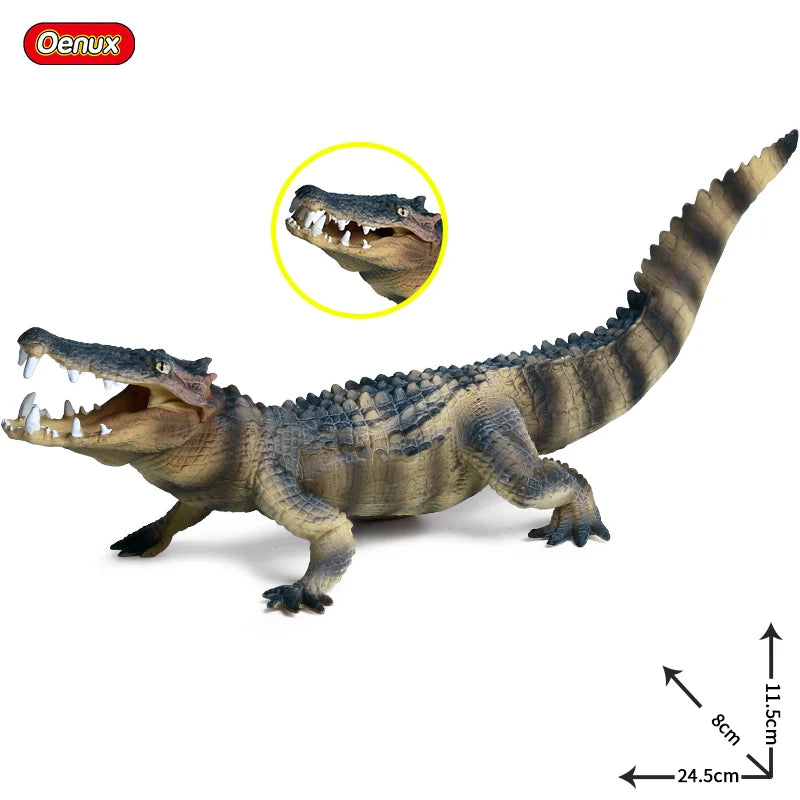 Oenux Wild Animals Action Figures Simulation Sarcosuchus Crocodiles Boar Croc Model PVC Collection Decorate Kids Educational Toy