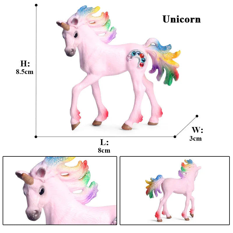 Oenux Original Genuine Fairy Tale Fly Horse Simulation Animal Mythical Elves Elf Pegasus Action Figures Model PVC Cute Kids Toy