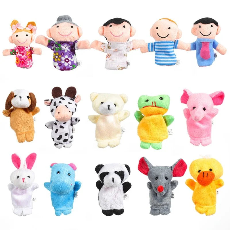 1/5/10Pcs Baby Finger Puppet Plush Toy Cartoon Animal Family  Role Play Tell Story Cloth Doll Educational Toys For Children Kids