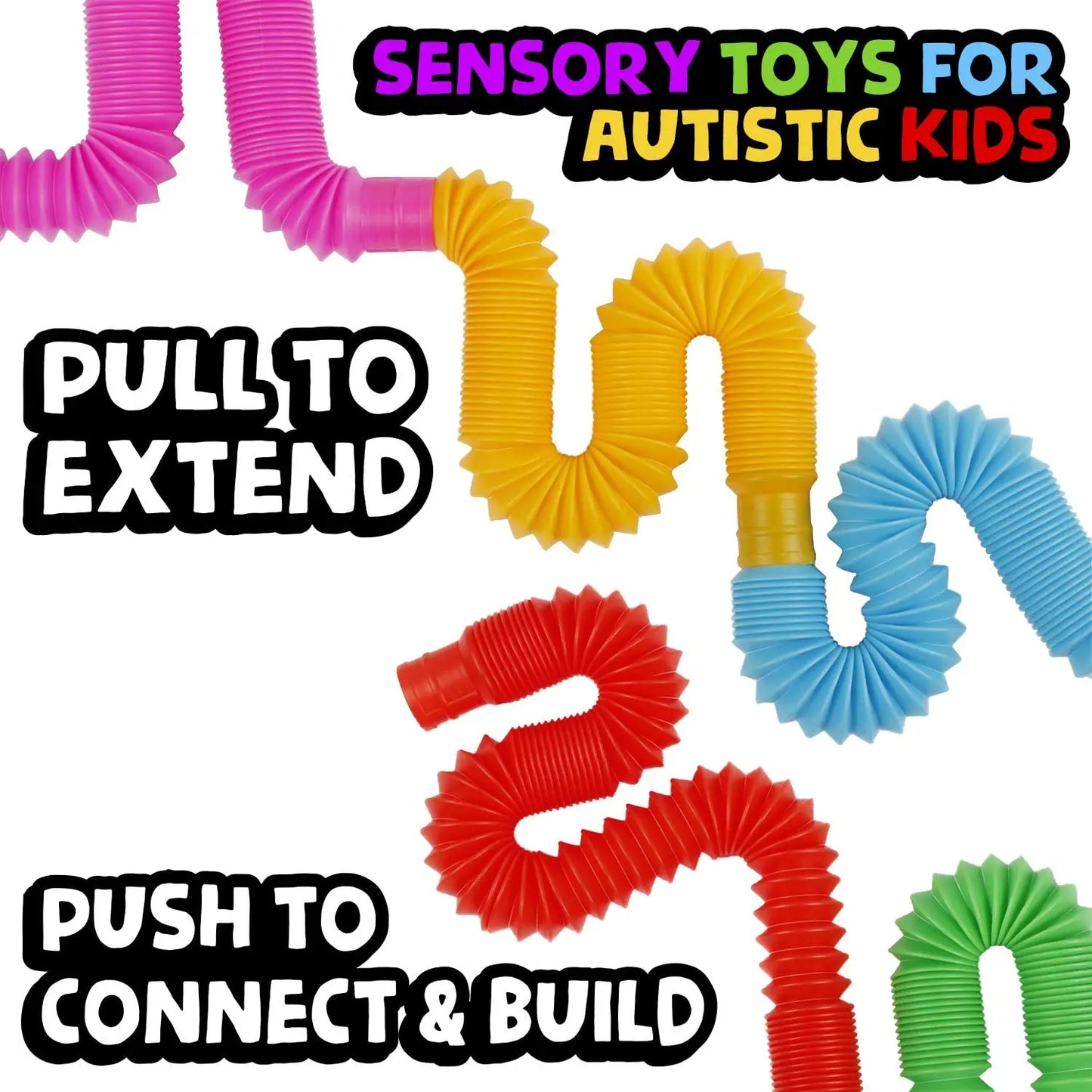 4 Pack Mini Tube Sensory Fidget Toy Colorful Heavy-Duty  for Construction Building Educational Toys for Stress Autism ADHD