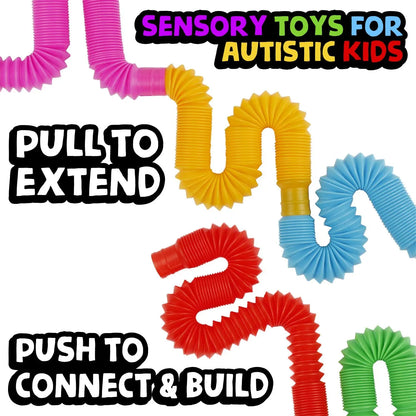 4 Pack Mini Tube Sensory Fidget Toy Colorful Heavy-Duty  for Construction Building Educational Toys for Stress Autism ADHD