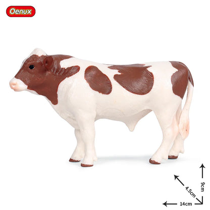 Oenux Simulation Cute Farm Animals Milk Cow Cattle Calf Angus Bull OX Buffalo Model Action Figures Educational Cute Toy Kid Gift