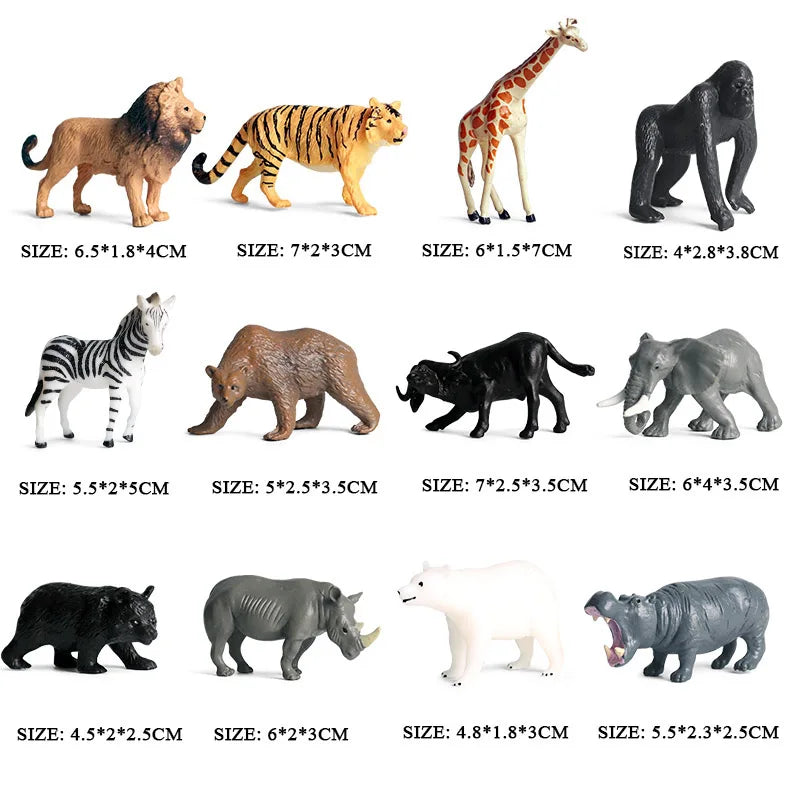 Oenux Small Farm Wild Animal Model Lion Tiger Sheep Pig Dog Action Figures PVC Lovely Miniature Playset Education Kid Toys Gift