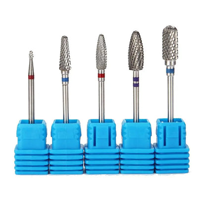 5 Pcs Tungsten Steel Milling Cutter For Manicure  Removing Gel Varnish Burr Nail Drill Bits Set
