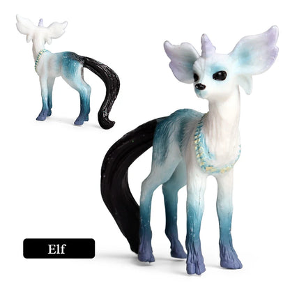 Oenux Original Genuine Fairy Tale Fly Horse Simulation Animal Mythical Elves Elf Pegasus Action Figures Model PVC Cute Kids Toy
