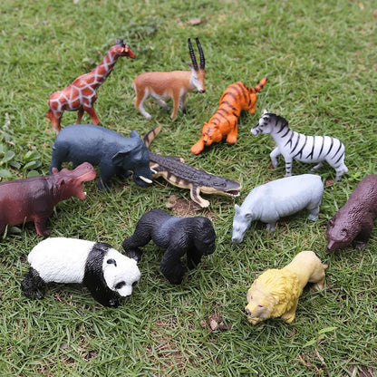 Oenux Montessori Miniature Lion Shark Horse Dinosaur Animals Model Set Action Figures Figurine Zoo Cute Education Kids Toy Gift