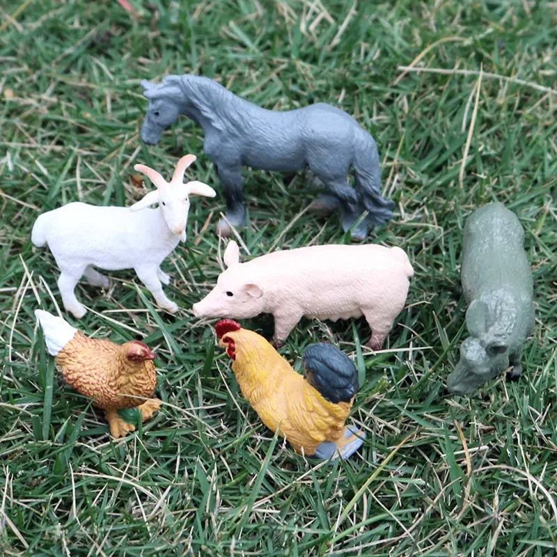 Oenux Miniature Animals Set Wild Sealife Farm Dinosaur Brinquedo Figurine Model Action Figures Zoo Cute Education Kids Toy Gift