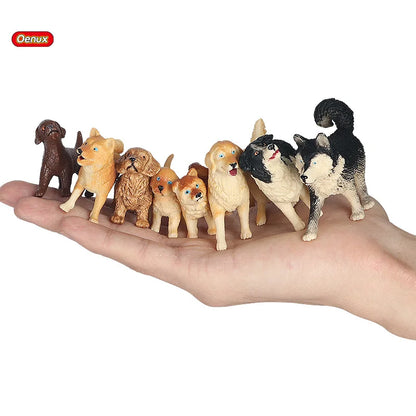 Oenux Small Farm Wild Animal Model Lion Tiger Sheep Pig Dog Action Figures PVC Lovely Miniature Playset Education Kid Toys Gift