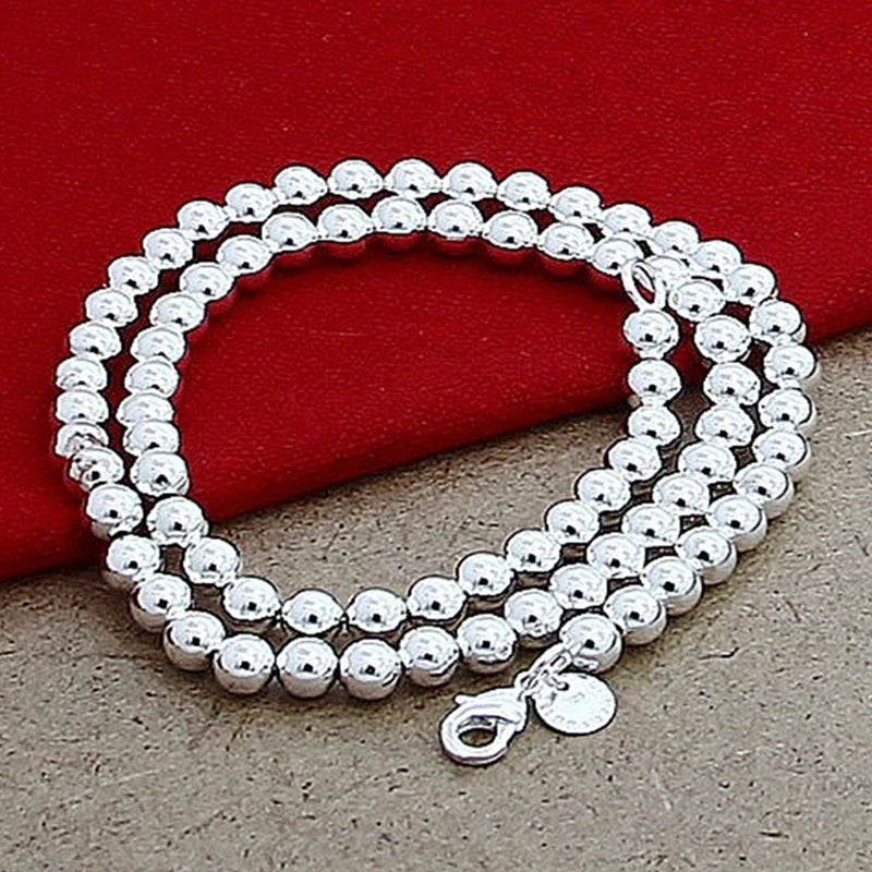 Aravant 925 Silver 4MM/6MM/8MM/10MM Bead Chain Necklace For Men Women Fashion Jewelry