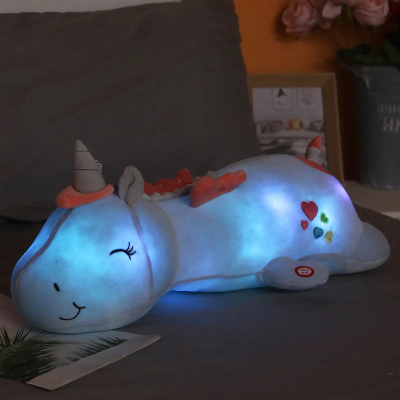 120CM Cute Glowing LED Light Unicorn Plush Toys Lovely Luminous Animal Unicorn Pillow Stuffed Dolls for Children Kids Gifts