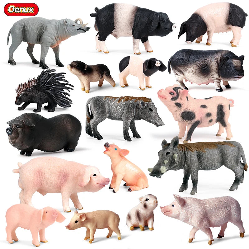 Oenux Wild boar Tapirus Indicus Porcupine Animals Simulation Model Action Figures Figurine Educational Collection Kids Toy Gift