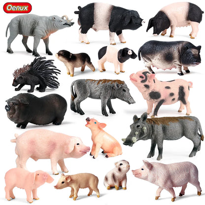Oenux Wild boar Tapirus Indicus Porcupine Animals Simulation Model Action Figures Figurine Educational Collection Kids Toy Gift