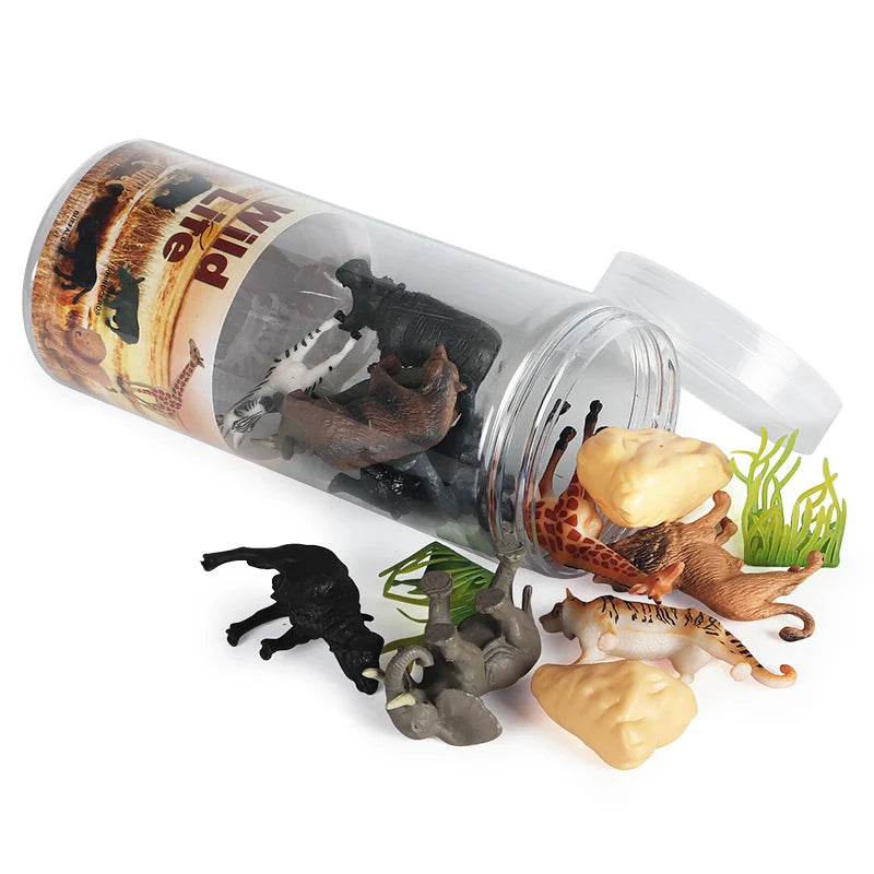 Oenux Miniature Animals Set Wild Sealife Farm Dinosaur Brinquedo Figurine Model Action Figures Zoo Cute Education Kids Toy Gift