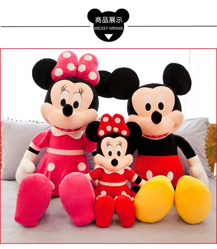 40-100cm Stuffed Mickey&Minnie Mouse Plush Toy Soft Goofy Pluto Donald Duck Mickey Minnie Dolls Birthday Wedding Gifts for Kids
