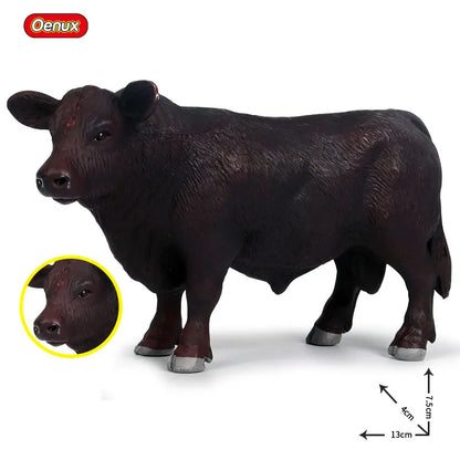 Oenux Simulation Cute Farm Animals Milk Cow Cattle Calf Angus Bull OX Buffalo Model Action Figures Educational Cute Toy Kid Gift